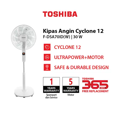 TOSHIBA KIPAS ANGIN BERDIRI STAND FAN F-DSA70ID(W)