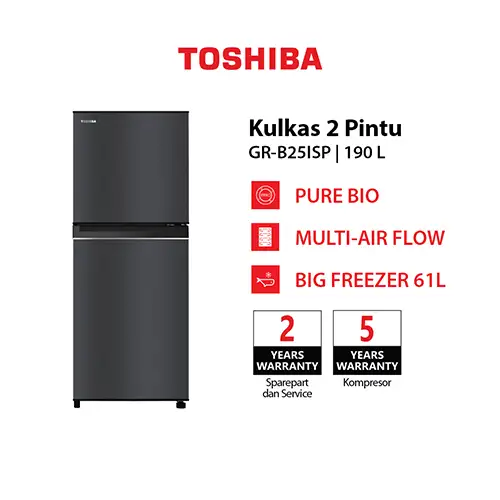 TOSHIBA KULKAS 2 PINTU KECIL SMALL 2 DOOR REFRIGERATOR GR-B25ISP