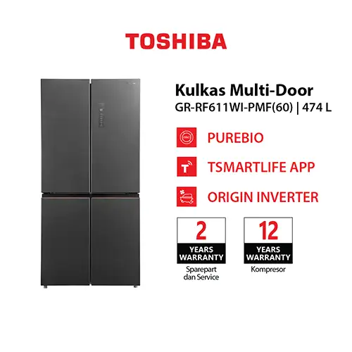 TOSHIBA KULKAS MULTIDOOR REFRIGERATOR GR-RF611WI-PMF(60)