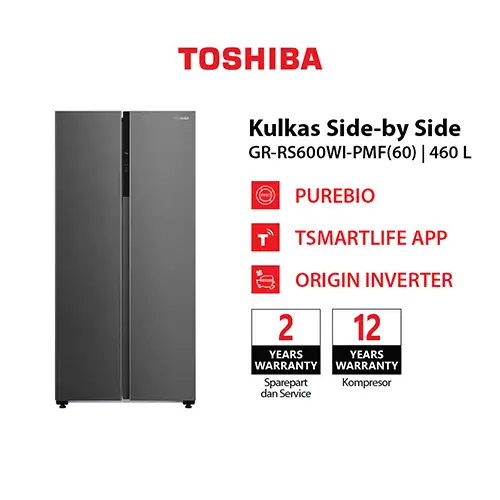 TOSHIBA KULKAS SIDE BY SIDE REFRIGERATOR GR-RS600WI-PMF(60)
