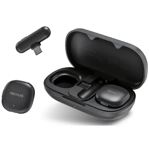 REXUS SONAR LAVALIER LW10 WIRELESS MICROPHONE TYPE C AI NOISE REDUCTION BLACK MCRX-LW10