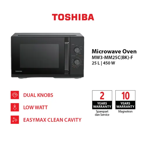 TOSHIBA COUNTERTOP MICROWAVE MW3-MM25C(BK)-F