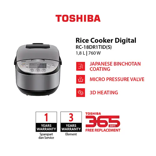 TOSHIBA DIGITAL RICE COOKER 1.8 L RC-18DR1TID(S)