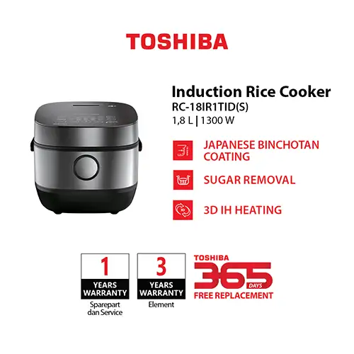 TOSHIBA INDUCTION RICE COOKER 1.8 L RC-18IR1TID(S)