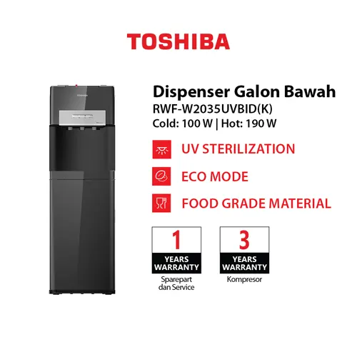 TOSHIBA DISPENSER AIR BERDIRI GALON BAWAH STANDING DISPENSER RWF-W2035UVBID(K)