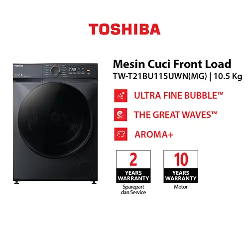 TOSHIBA MESIN CUCI FRONT LOADING WASHER 10.5 KG TW-T21BU115UWN(MG)
