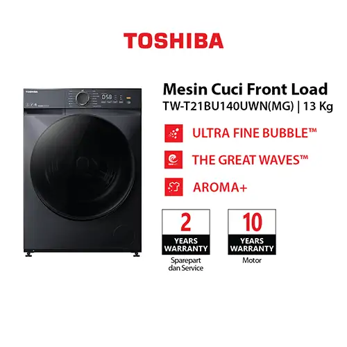 TOSHIBA MESIN CUCI FRONT LOADING WASHER 13 KG TW-T21BU140UWN(MG)
