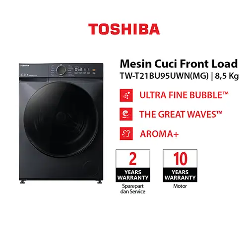 TOSHIBA MESIN CUCI FRONT LOADING WASHER 8.5 KG TW-T21BU95UWN(MG)