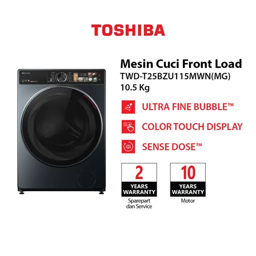 TOSHIBA MESIN CUCI DAN DRYER PENGERING WASHER AND DRYERS 10.5 KG TWD-T25BZU115MWN_M