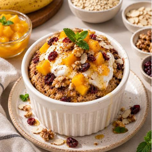 Honey Oat Scopable Cake With Mango