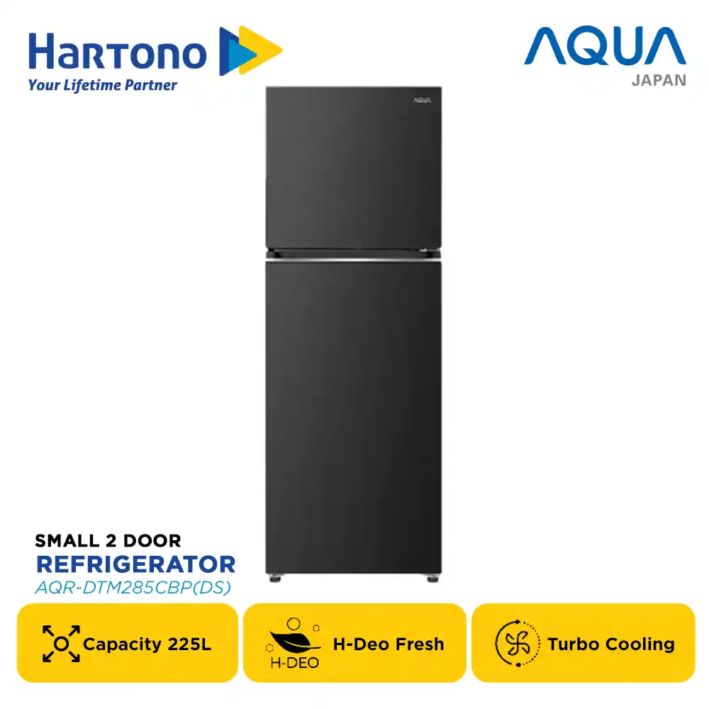 AQUA KULKAS 2 PINTU KECIL SMALL 2 DOOR REFRIGERATOR DARK SILVER AQR-DTM285CBP(DS)