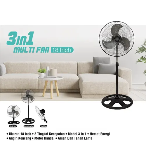 MITO KIPAS ANGIN BERDIRI STAND FAN 3 IN 1 FAN-1822S-BLACK