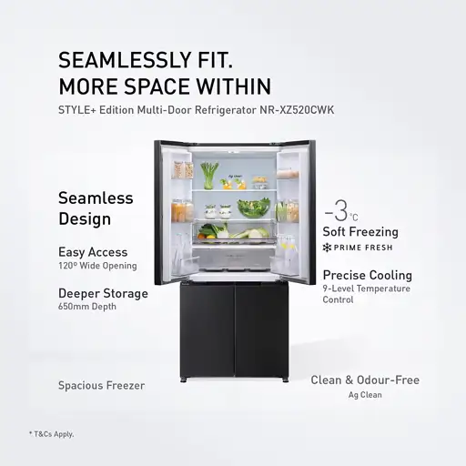 PANASONIC KULKAS MULTIDOOR REFRIGERATOR NRXZ520CWKD