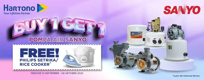 Beli Pompa Air Sanyo Gratis Hadiah!