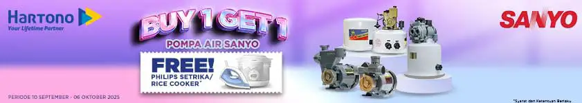 Beli Pompa Air Sanyo Gratis Hadiah!