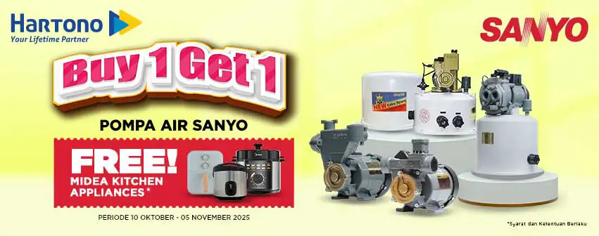 Beli Pompa Air Sanyo Gratis Hadiah!