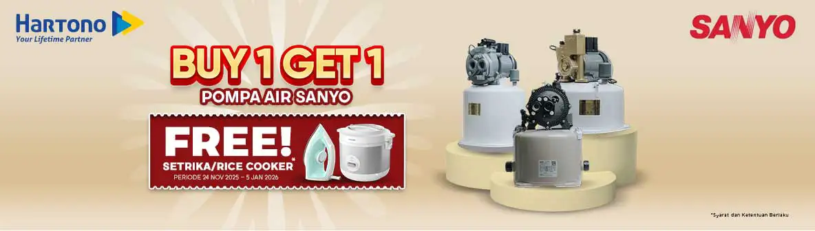 Beli Pompa Air Sanyo Gratis Hadiah!