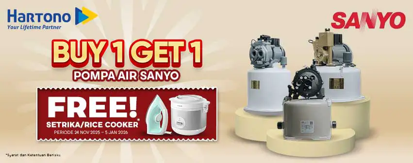 Beli Pompa Air Sanyo Gratis Hadiah!