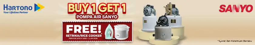 Beli Pompa Air Sanyo Gratis Hadiah!
