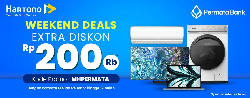 Promo Weekend Deals Ekstra Diskon 200 ribu dengan Kartu Kredit PermataBank Cicilan 0% tenor hingga 12 bulan