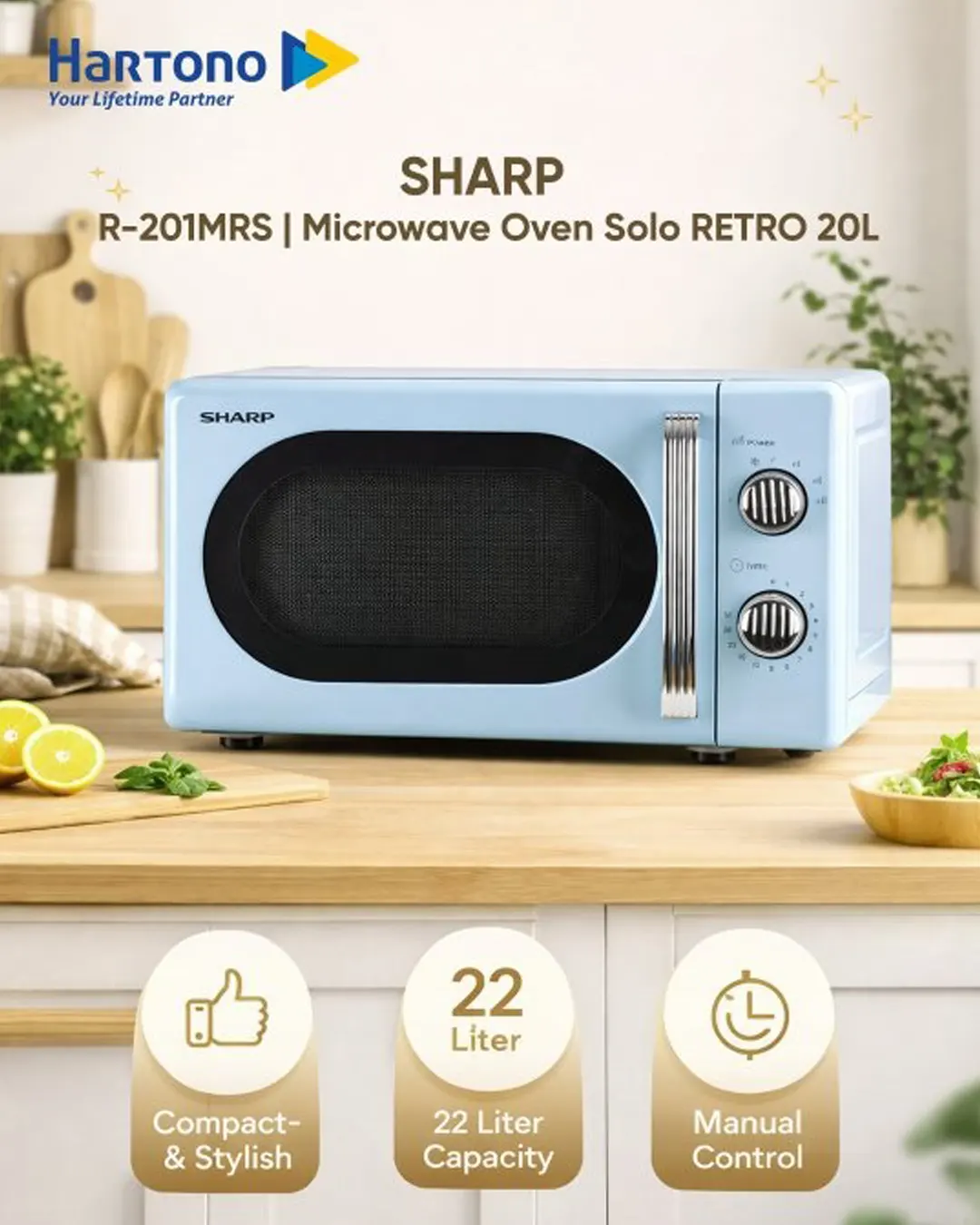 SHARP COUNTERTOP MICROWAVE RETRO R-201MRS SERIES