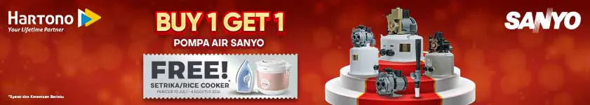 Beli Pompa Air Sanyo Gratis Hadiah!