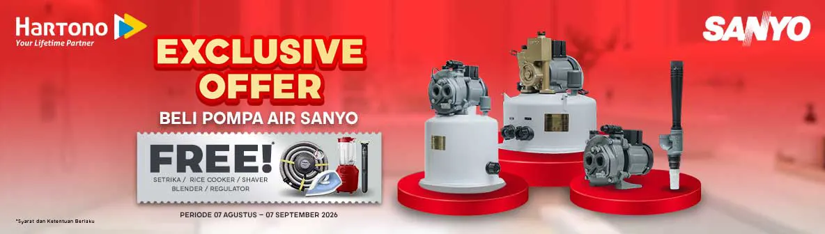 Beli Pompa Air Sanyo Gratis Hadiah!