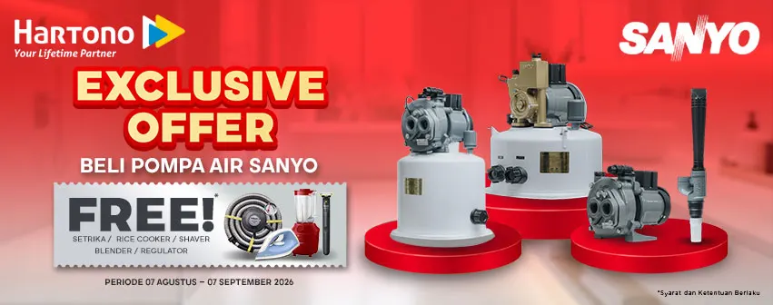 Beli Pompa Air Sanyo Gratis Hadiah!