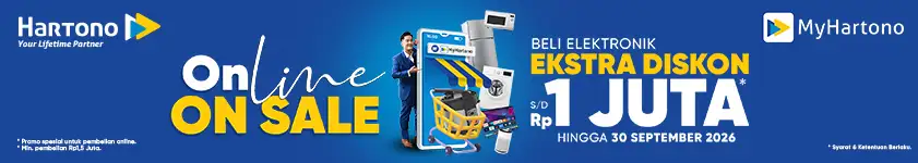 Belanja Elektronik Online Praktis, Bisa Dapet Voucher 1 juta Gratis! Berlaku di web dan aplikasi MyHartono
