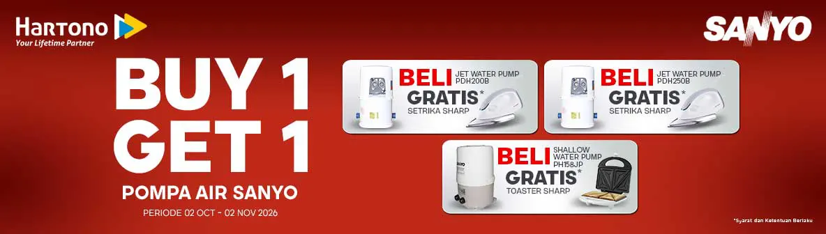 Beli Pompa Air Sanyo Gratis Hadiah!