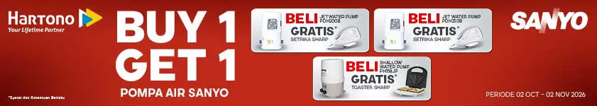 Beli Pompa Air Sanyo Gratis Hadiah!