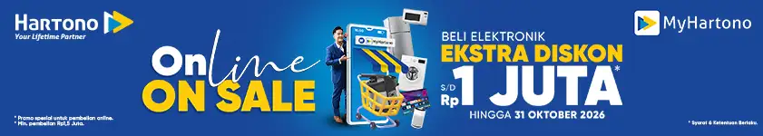Belanja Elektronik Online Praktis, Bisa Dapet Voucher 1 juta Gratis! Berlaku di web dan aplikasi MyHartono
