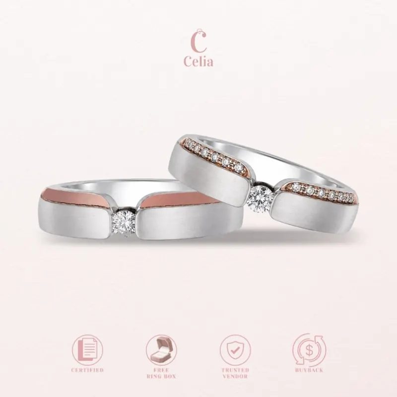 Celia Atelier - WD-00015 Promise Wedding Ring Emas Silver Palladium Platinum Rosegold