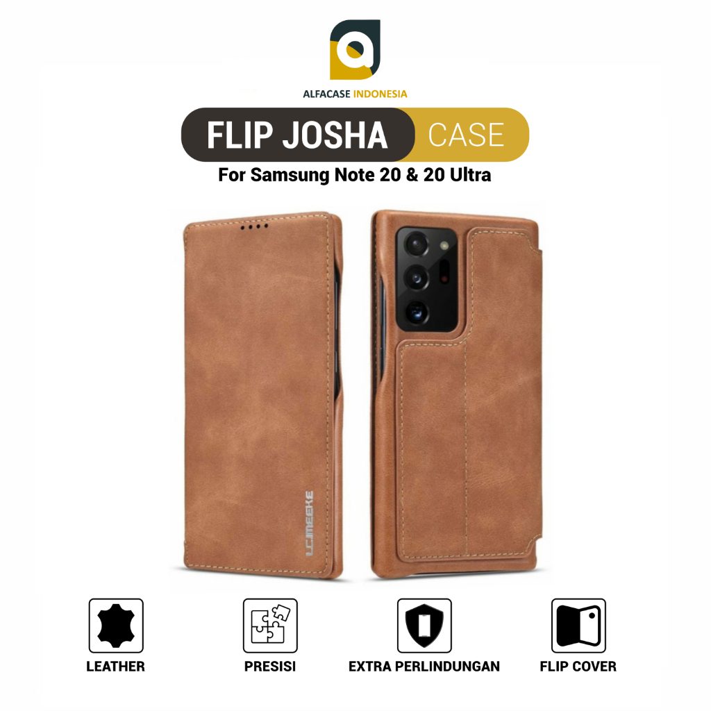 ALFACASE Flip Cover Josha Leather Case Samsung Note 20 Ultra - Casing Series