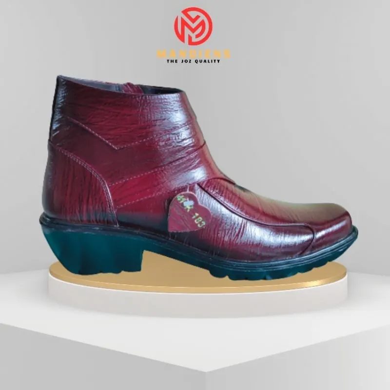 MANDIENS K183KY - Sepatu Boots Kulit Sapi Asli Medali Sepatu Kulit Pdh Tni Polri Jenggel Gaya Koboi