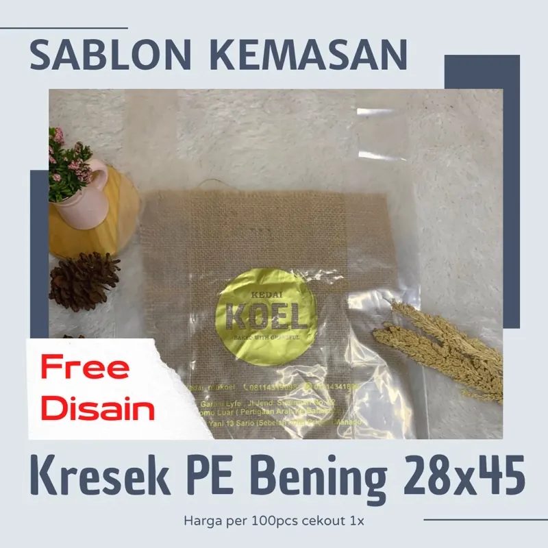 Sablon Plastik Kresek PE Bening Uk 28cm dan 35cm