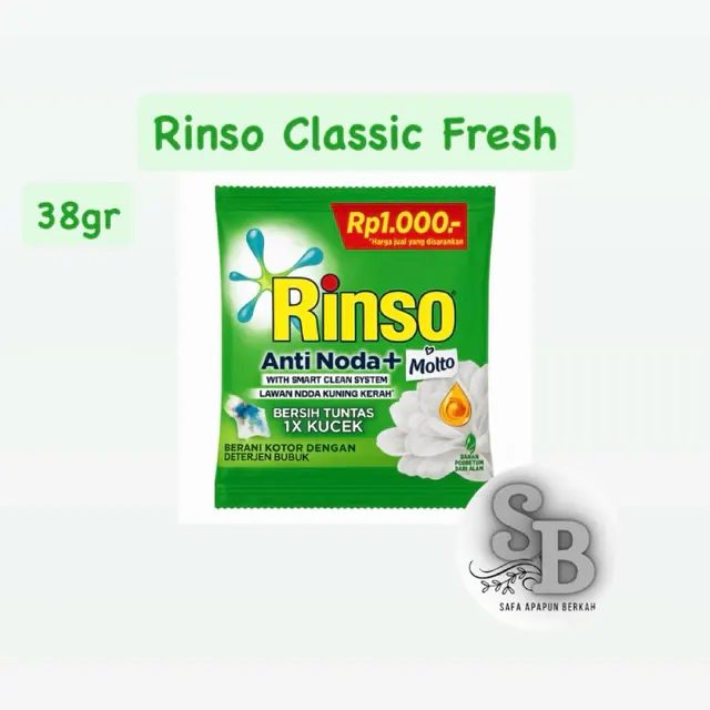 Rinso Deterjen Bubuk Classic Fresh Renceng 38g