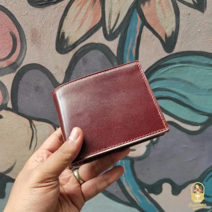 Billfold Coin Wallet Shell Cordovan RedBrown X Pueblo Badalassi Mosto