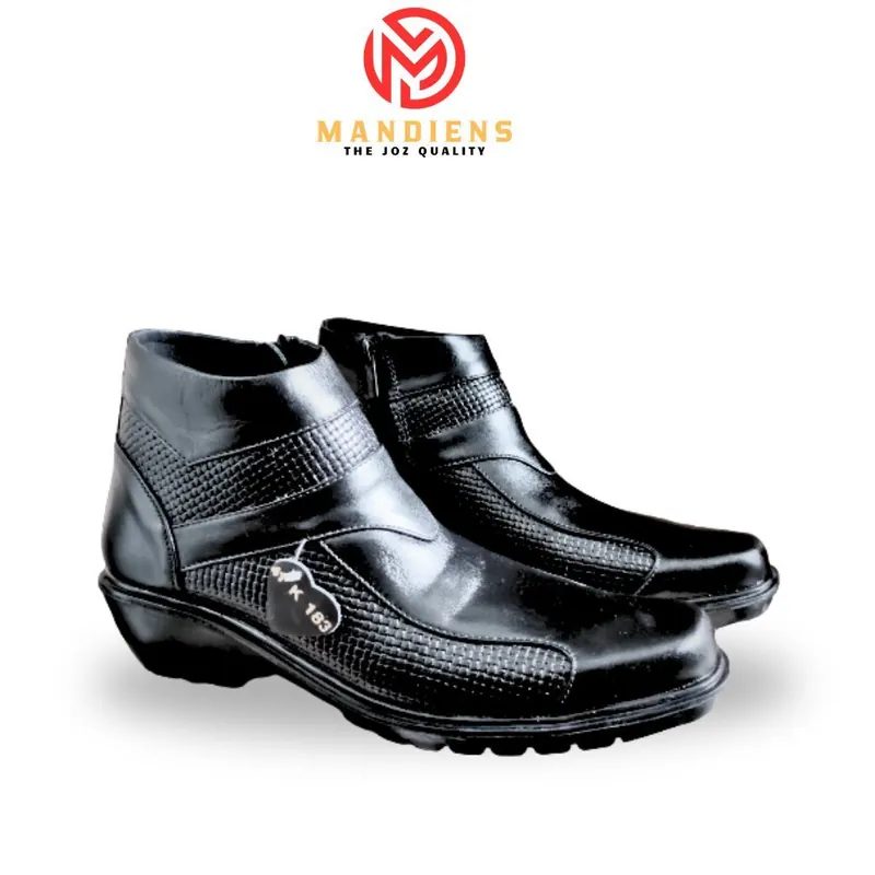 MANDIENS K183FT - Sepatu Boots Kulit Asli Medali - Sepatu Kulit Pdh Tni Polri Jenggel Gaya Koboi