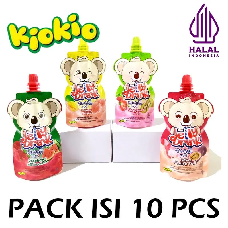 [PACK ISI 10] Minuman Kiokio Jelly Drink Raspberry Watermelon HALAL 70ml VARIAN