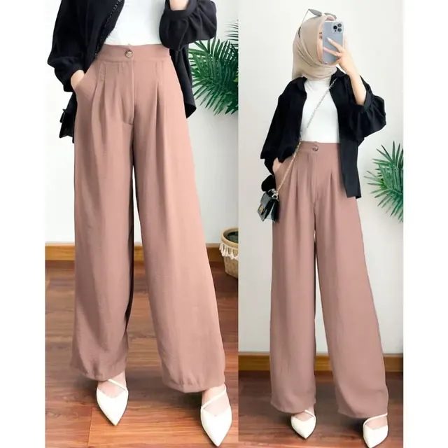 Celana Kulot Wanita Highwaist Cringkel Airflow