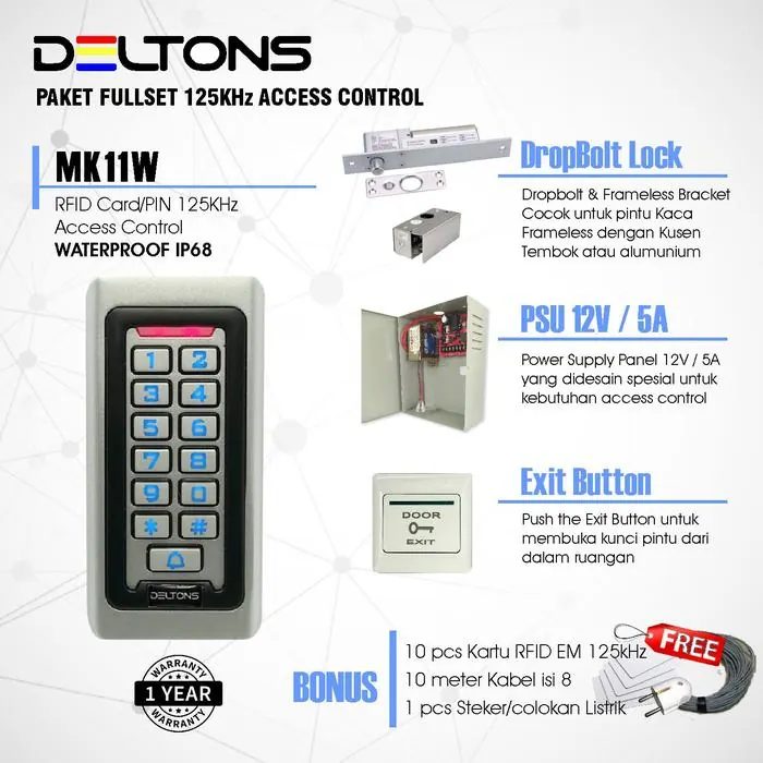 Paket Akses Kontrol Door Access Control Dropbolt RFID 125KHz