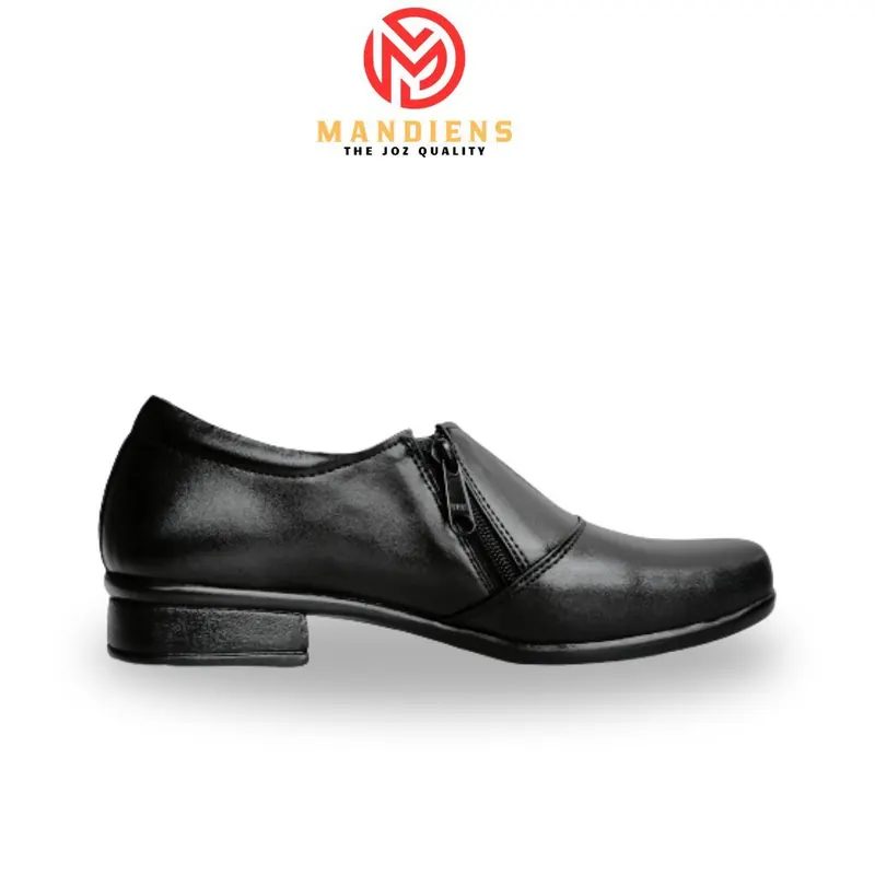 ( HABISIN STOK) Mandiens HLB103 Kulit Asli Sepatu Pantofel Wanita Heels Bhayangkari Persit Pantofel Hitam
