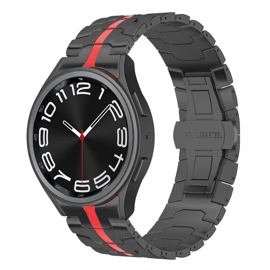 Roove Titanium Strap for Samsung Galaxy Watch 7 6 5 4 40 44 43 47 mm Watch Band Classic Active Stainless Steel No Gaps 40mm 44mm 43mm 47mm Tali Jam Tangan untuk Smartwatch 20mm 22mm - Black