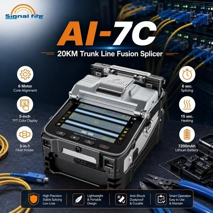 Signal Fire AI-7C 20KM Trunk Line Fusion Splicer 6 Motor Core Alignment