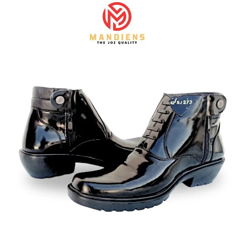 Sepatu Boots Pdh Kulit Asli Medali K273 - Sepatu Pdh TNI Polri Sol Karet Tebal Jenggel Cowboy