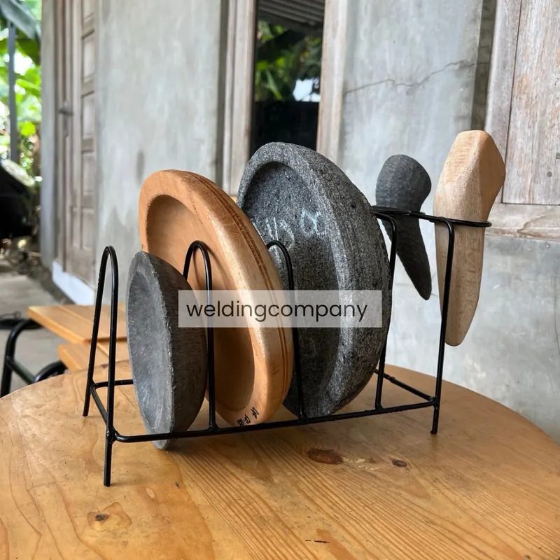 Rak Tempat Cobek Ulekan Model Besi Anti Karat - Penyimpanan