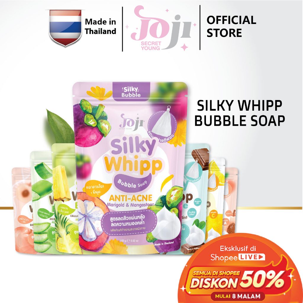 JOJI Secret Young Silky Whipp Bubble Soap FREE Net Sabun Bar / Whitening 100g