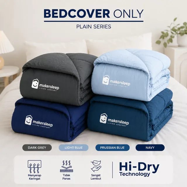Khusus Pembelian Bedcover Only Plain/Polos Ukuran 180x220 - Makersleep
