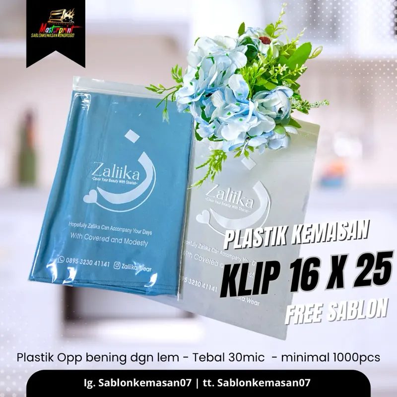 Plastik Klip 16x25 Sablon Desain Custom 100pcs